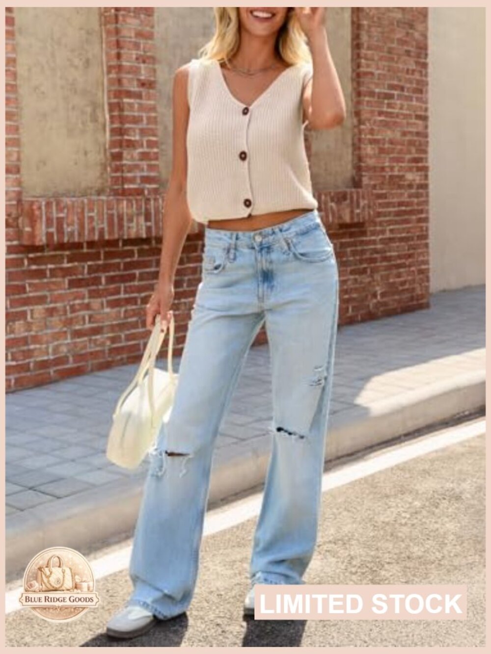 Crop Knit Vest V Neck Button Down Y2K Sleeveless Chunky Sweater Tank Top - Picture 5 of 7